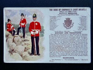 History & Tradition DUKE OF CORNWALL LIGHT INF Postcard by Gale & Polden No.67