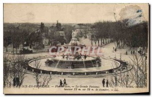 Old Postcard Aix en Provence Place Wilson The Great Fountain