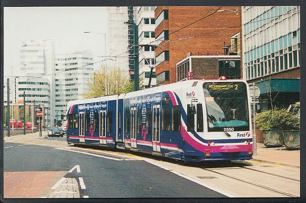 Surrey Postcard - Croydon Tramlink - Tram 2550 at The Wellesley Road Stop C1335