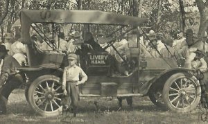 Ulysses NEBRASKA RPPC 1911 TAXI CAB Auto FARMERS PICNIC nr York Seward Lincoln