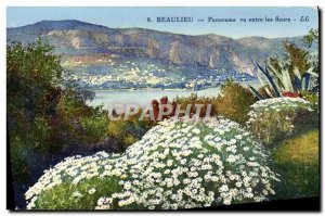 Old Postcard Beaulieu Panorama view between Flowers