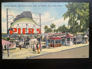 Vintage Postcard 1949 Charter & Sightseeing Boats Miami City Yacht Basin Florida