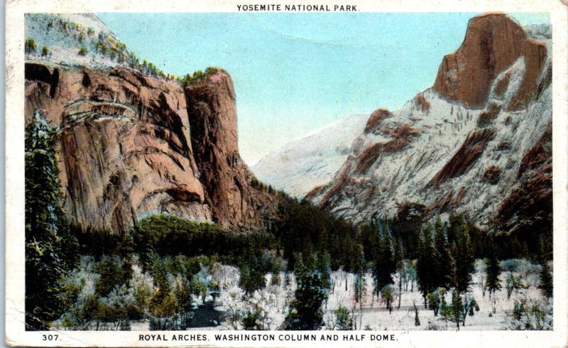 1920s Royal Arches Half Dome Yosemite National Park California Postcard
