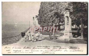 Old Postcard Evian les Bains Quays Children