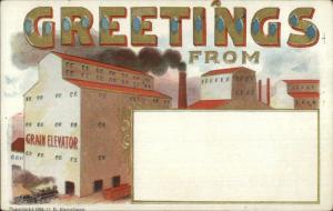 Large Letter Blank Greeting Grain Elevator 1908 Hasselman Postcard