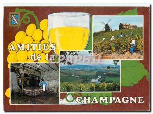 Modern Postcard France Champagne Vineyards and Harvest Pressoir