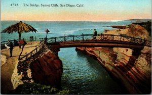 Vtg 1910s The Bridge Sunset Cliffs San Diego California CA Unused Postcard