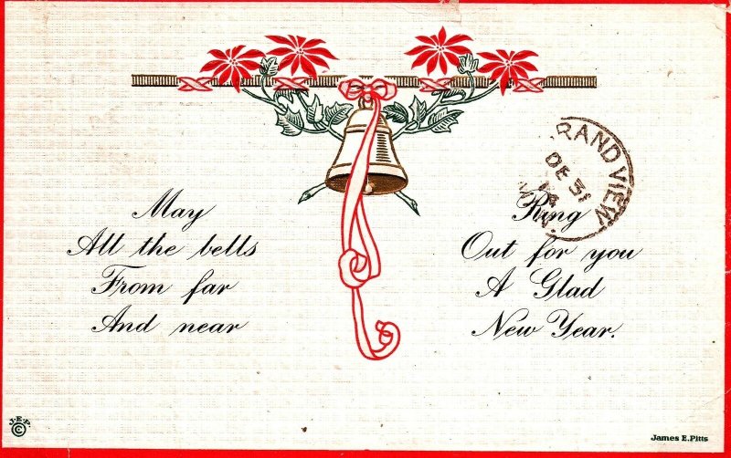 VINTAGE POSTCARD NEW YEARS GREETINGS MAILED 1914 TO MANITOBA CANADA