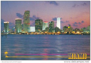 Downtown Looking Across Biscayne Bay at Night Miami Florida