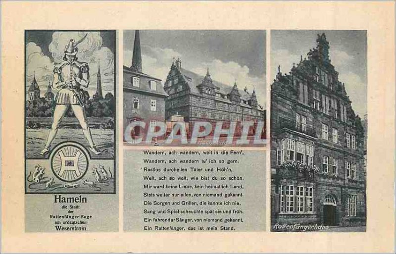 Old Postcard Hameln die Stadt der Rattenf?nger Sage am Urdeutschen Weserstrom