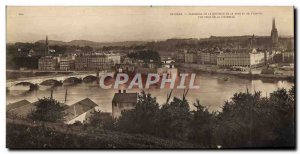 Postcard Old Large Format Bayonne Panorama of the junction of the Nive and th...