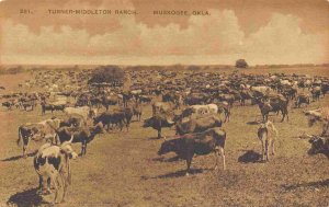 Turner Middleton Cattle Ranch Muskogee Oklahoma 1910c postcard