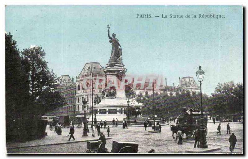 Old Postcard Paris Park Statue of the Republic