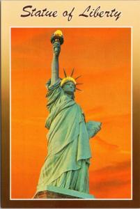 Statue of Liberty New York NY Orange Unused Vintage Edwards Press Postcard D55