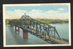 JEFFERSON CITY MISSOURI RIVER BRIDGE MO. VINTAGE POSTCARD