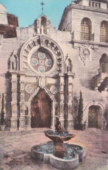 California Riverside St Francis Chapel Courtyard Mission Inn Handcolored Albe...