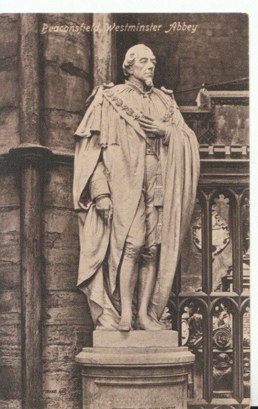 London Postcard - Westminster Abbey - Statue - Beaconsfield - Ref TZ2487