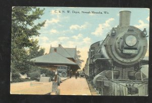 NEENAH MENASHA WISCONSIN C&NW RAILROAD DEPOT TRAIN STATION VINTGAE POSTCARD