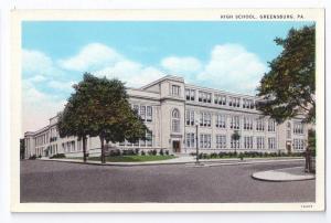 High School Greensburg PA 30's 40's Vintage Postcard