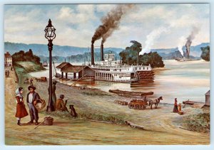 MARIETTA WHARF, OH ~ Artist William E. Reed EMMA GRAHAM Steamer 4x6 Postcard