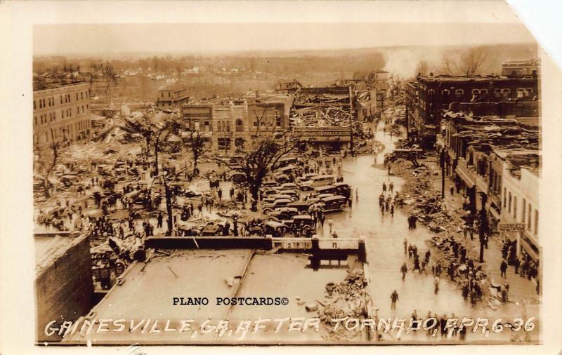 GAINSVILLE, GEORGIA AFTER THE TORNADO, APRIL 6,1936 RPPC REAL PHOTO POSTCARD