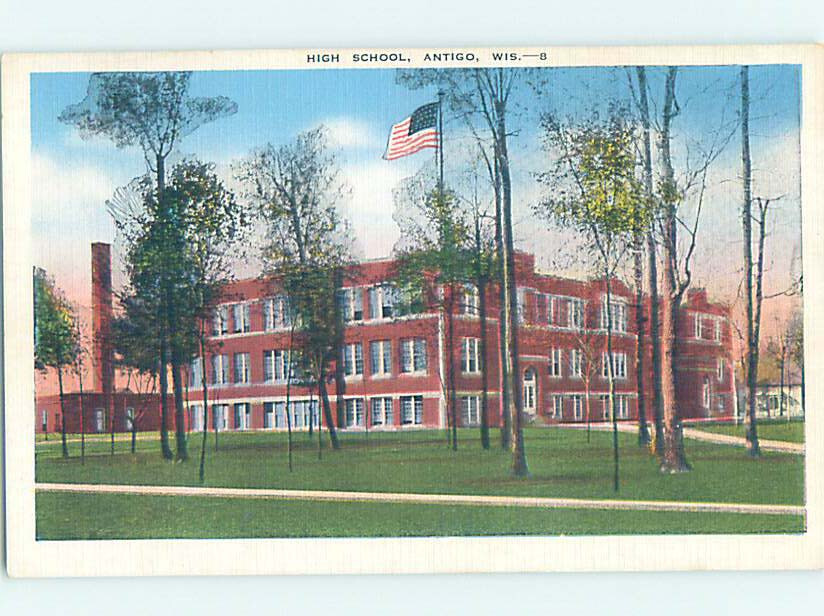 PreChrome HIGH SCHOOL SCENE Antigo Near Wausau Wisconsin WI AG6879