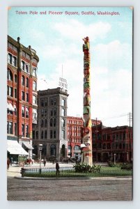 Pioneer Square Totem Pole Seattle Washington WA 1910 DB Postcard Q7