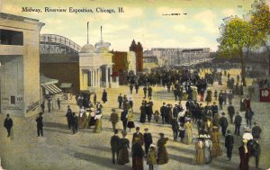 Midway,  Riverview Exposition, Amusement Park, Msg, Chicago, IL  Old Postcard