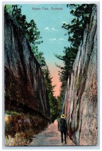 Bermuda Postcard Khyber Pass Road Between Rocks c1910 Antique Posted