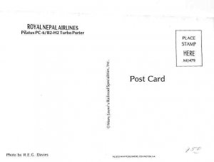 Airline Postcards         Royal Nepal Airlines Pilatus PC-6/B2-H2 Turbo Porter  