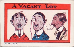 A Vacant Lot Three Men Cigarette Monocle Comic Humour Unused Postcard H40