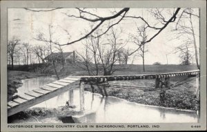 Portland Indiana IN Foot Bridge and Country Club Vintage Postcard