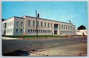 Shawano Wisconsin~County Courthouse Jail~US Flag~Fire Hydrant~1950s Postcard