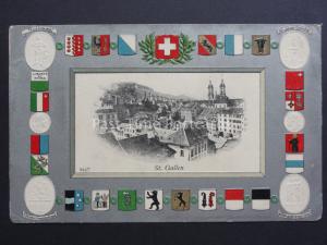 Switzerland: St. Gallen c1906 showing Heraldic Coat of Arms - Old Postcard