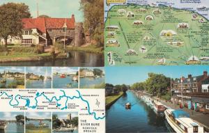 The River Bure Map 2x Norfolk Pulls Ferry Norwich Yacht Station 4x Postcard s