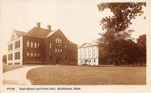 Middleboro MA High School Town Hall Underwood & Underwood RPPC Postcard
