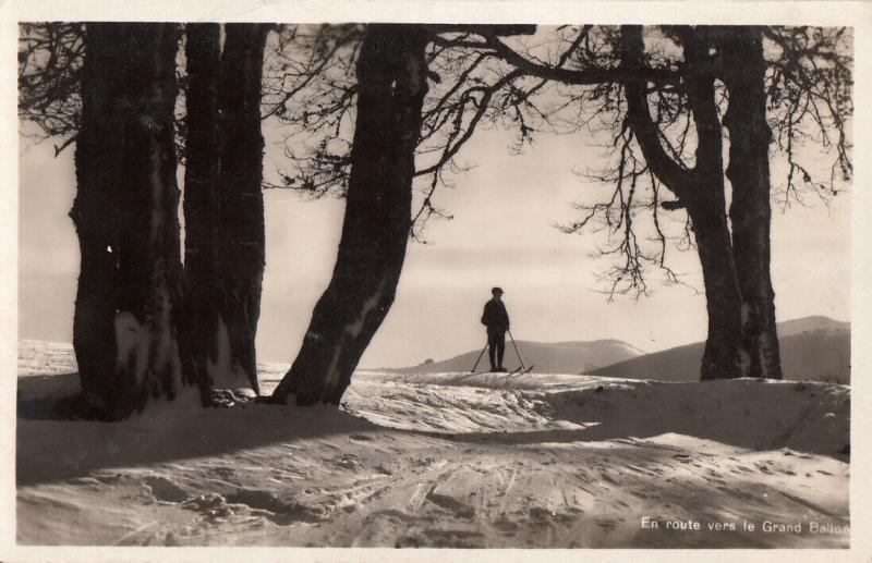 France en route vers le Grand Ballon real photo postcard winter ski