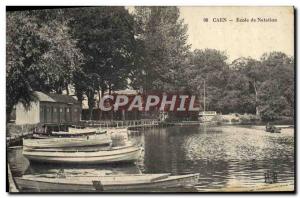 Old Postcard Caen Swimming lessons