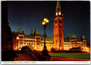 VINTAGE CONTINENTAL SIZE POSTCARD PARLIAMENT BUILDINGS AT OTTAWA CANADA
