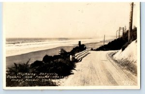 Vintage Grays Harbor Beach Road WA RPPC Postcard F144E