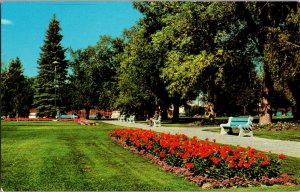 Vintage Lethbridge Alberta Galt Gardens Postcard S-3287 Cityscape Floral