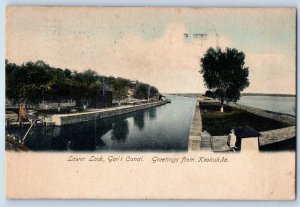 1908 Keokuk Iowa Vintage Postcard Lower Lock Government Canal Greetings Posted