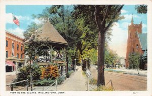 View in the Square, Wallingford, Connecticut, early postcard, unused