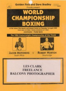 Jacob Mofokeng vs Robert Norton Aston Villa Boxing 1999 Press Pass