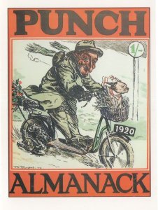 Punch Magazine 1920 Mad Motorbike Cyclist Greeting Card