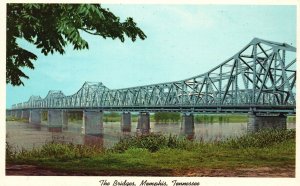 Vintage Postcard 1920's Mississippi River Famous Bridges Memphis Tennessee TN