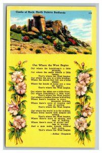 Vintage 1950's Postcard Out Where the West Begins - Castle Rock North Dakota