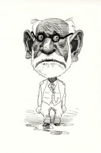 Sigmund Freud Satirical Cartoon by David Levine Postcard