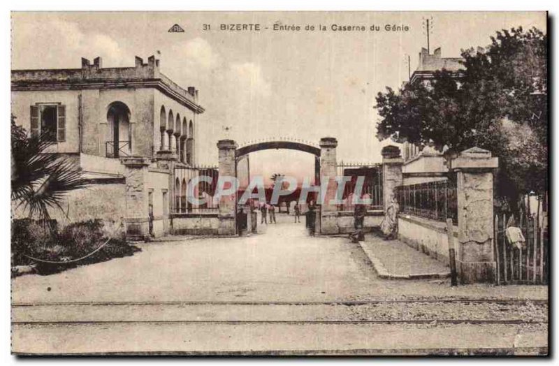 Old Postcard Bizerte Tunisia Entrance to the barracks of Engineering