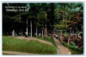 c1910 Listening Band Sacandaga Park Camping New York Vintage Souvenir Postcard